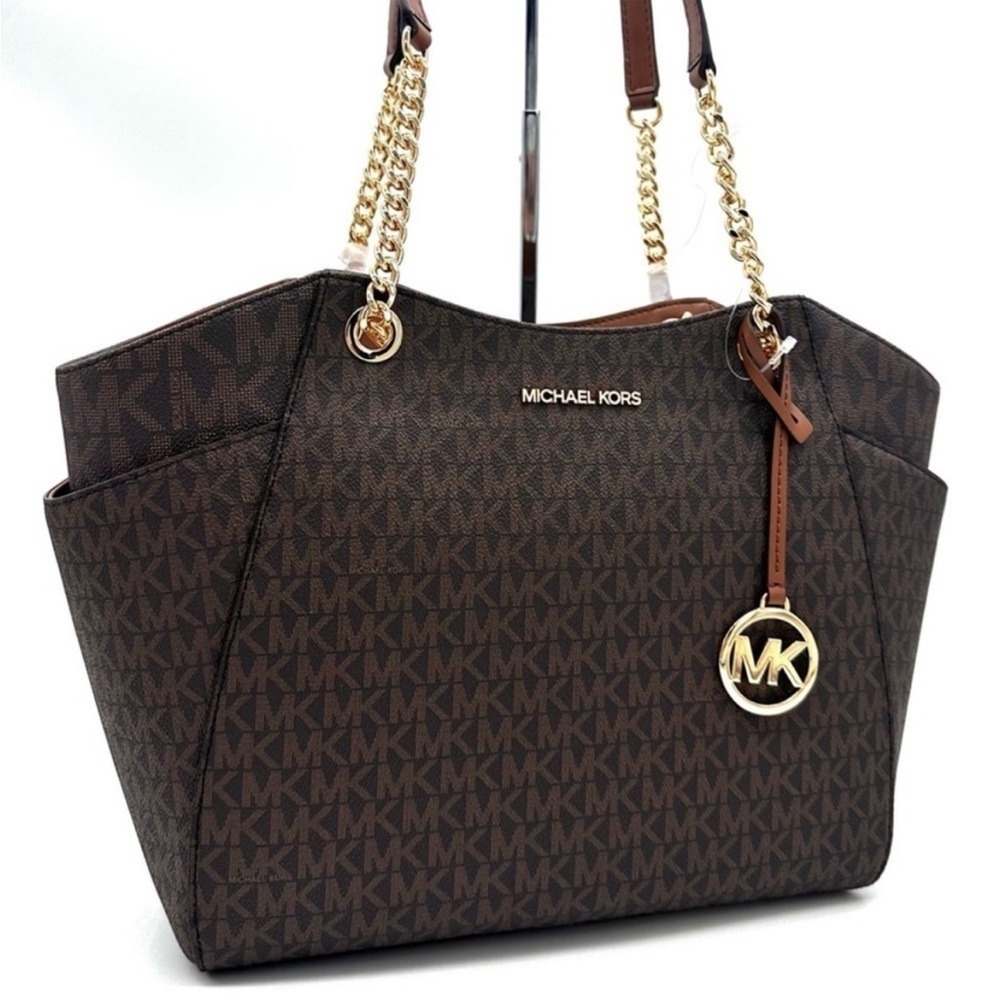 Michael Kors Large Jet Set Travel Chain Shoulder Bag Brown - Picture 4 of 12